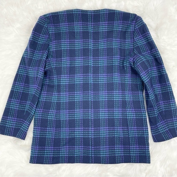 VINTAGE Jeremy Scott Double Breasted Plaid Wool Blazer - Picture 2 of 10